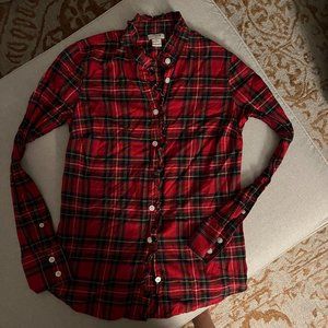 EUC J. Crew 100% Cotton Plaid Red Stewart Tartan, Sz XXS